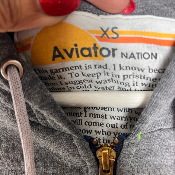 AVIATOR NATION  5 STRIPE HOODIE - HEATHER GREY - Picture 6 of 8